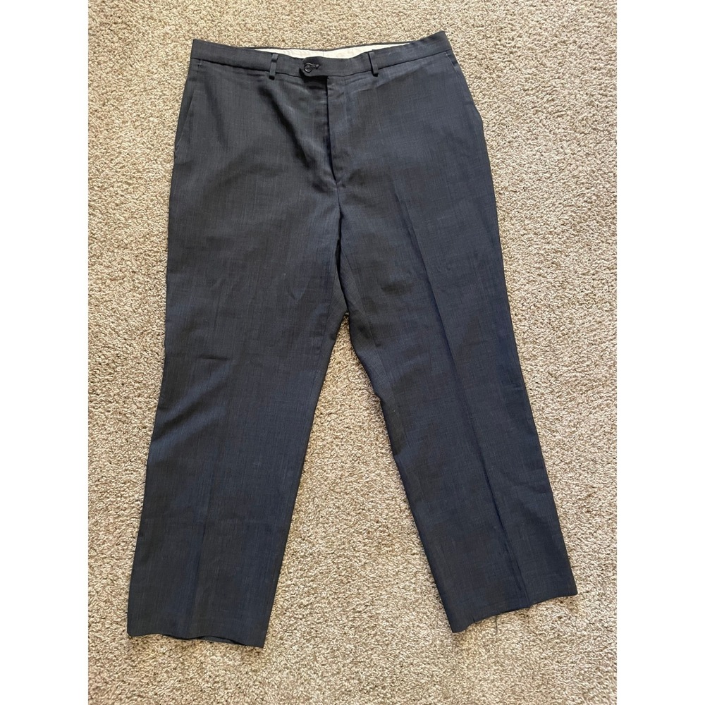 Haggar Black Label Mens Dress Pants Charcoal Gray Wrinkle Free Slacks 37x29